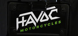 Havoc Motorcycles logo on a custom bagger for sale