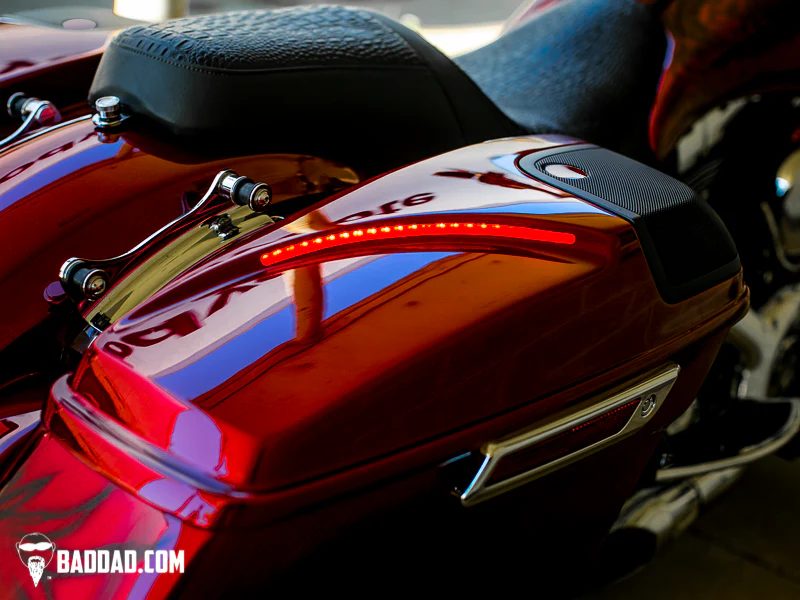 Bad Dad saddlebag speaker lid with integrated LED lights and grille for 6.5-inch RGB speakers