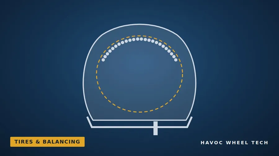 Tire cross-section showing an inner tube and balancing beads