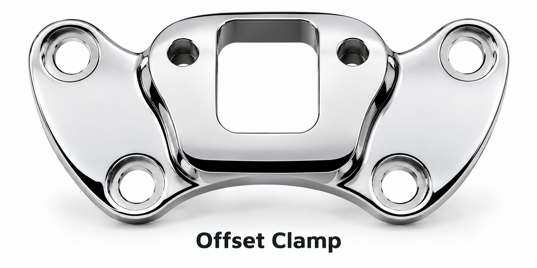Polished riser top clamp with a staggered, offset four-bolt pattern