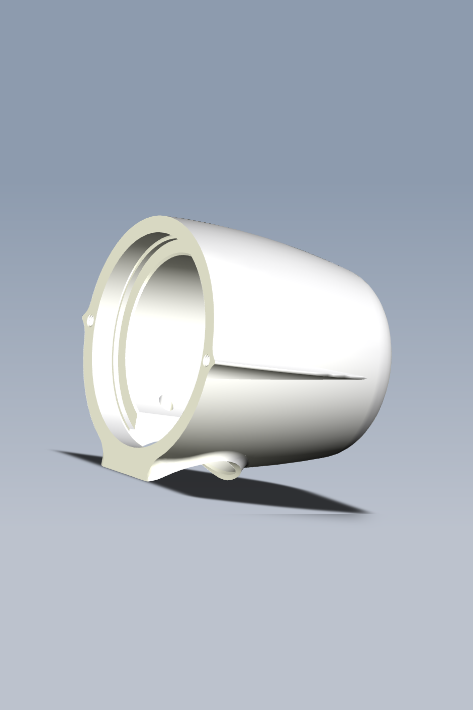 CAD model of the Havoc Roar Road King radio pod housing, shown as a sectioned rendering