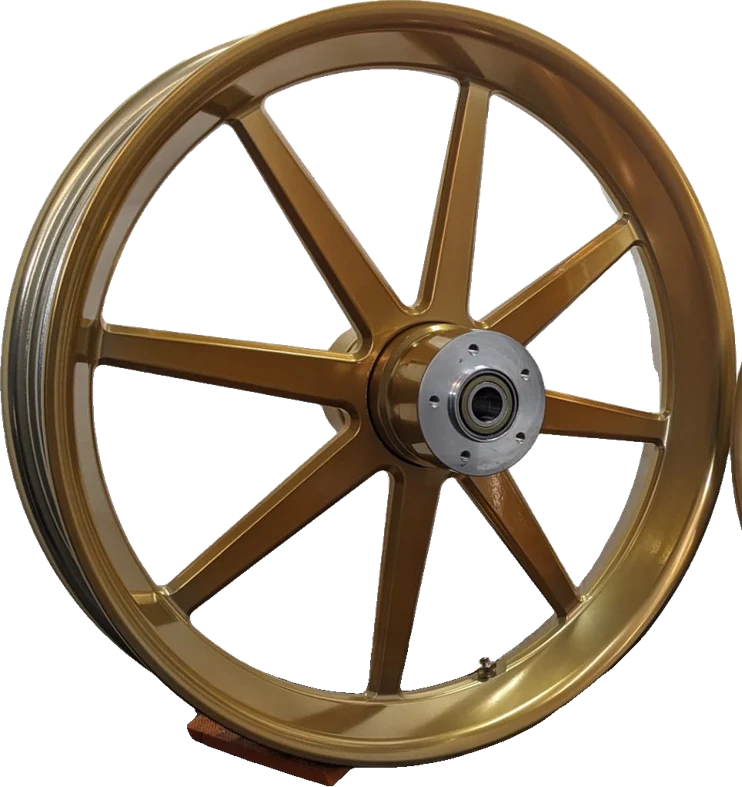 Gold CNC-machined Havoc billet aluminum Harley-Davidson wheel