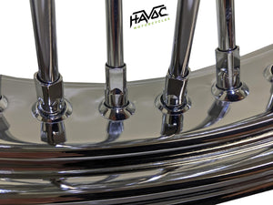 Fat Spoke Wheel, 16 x 3.5 Dual Disc Front, All Chrome, for 2008-2023 Touring Models.