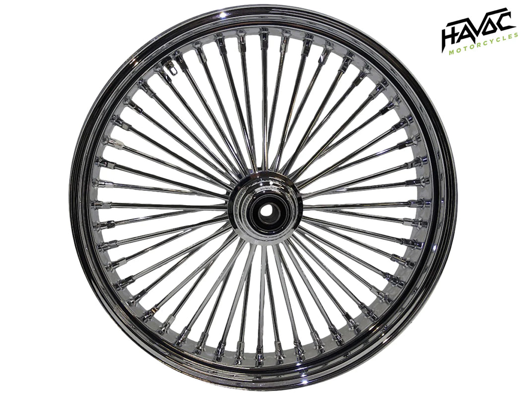 Fat Spoke Wheel, 16 x 3.5 Single Disc Front, All Chrome, Softail FLST (S/C/N, F), Heritage, Slim, Fatboy 2007-2023, 25mm Bearings.