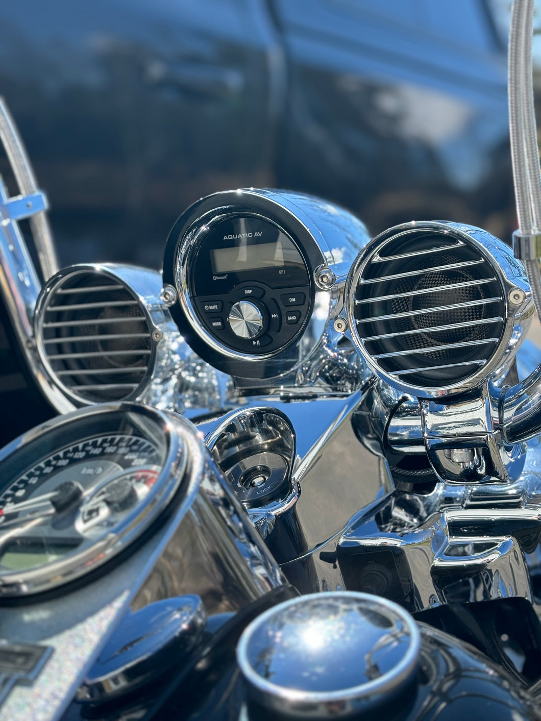 Havoc Roar Stereo HSR-624.4 SB BADDAD Handlebars and Lids Four Speaker Stereo System for Harley-Davidson Road King